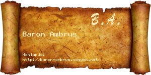 Baron Ambrus névjegykártya